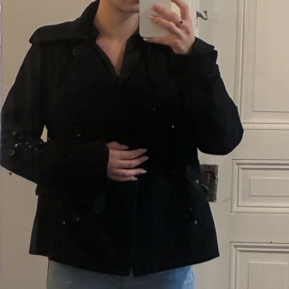 Women's Black Double-Breasted Jacket